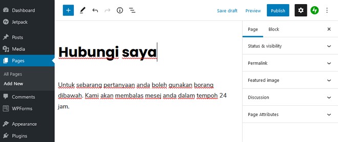 contoh content page hubungi saya