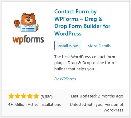 install plugin wpforms