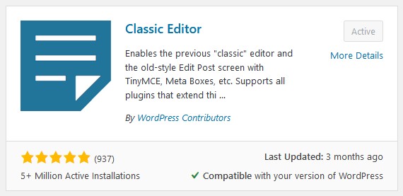 plugin classic editor