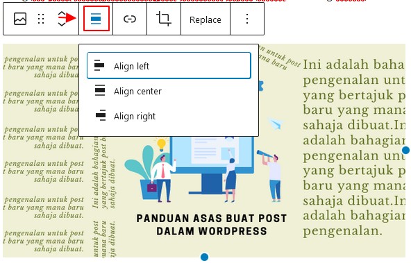 setting alignment gambar