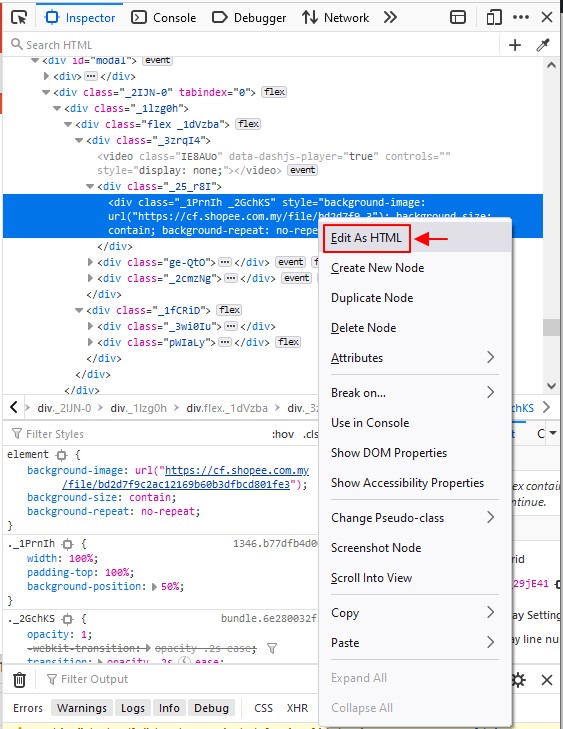 edit as HTML