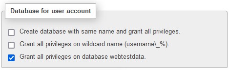 grant all privileges for database