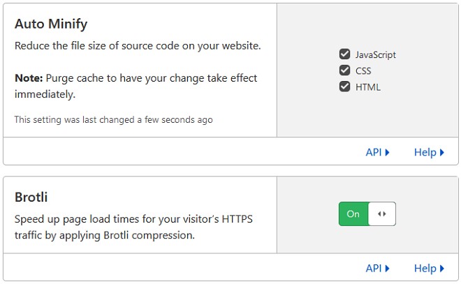 setting auto minify dan brotli