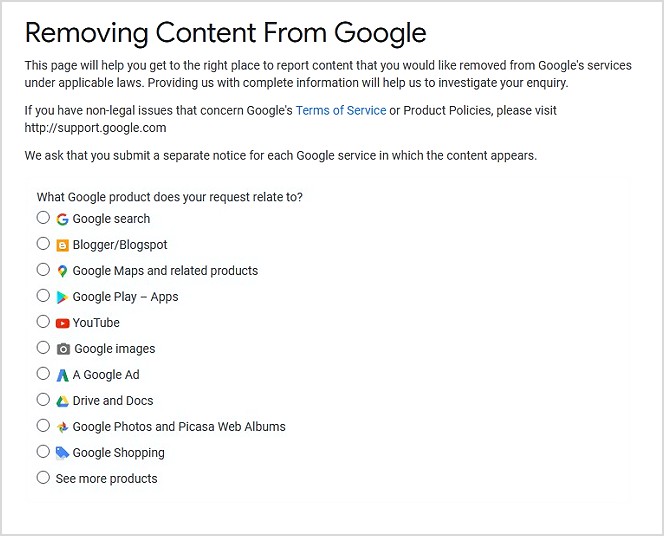 paparan removing content from google