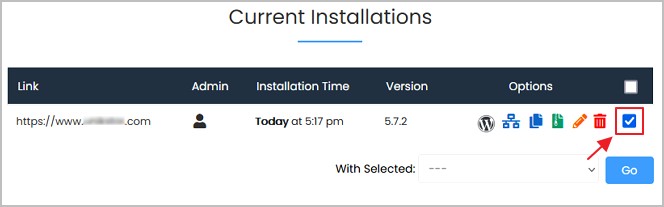 tandakan tik pada current installation.