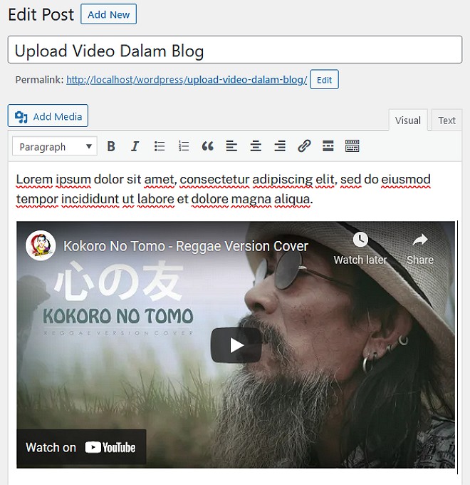 Paste url youtube dalam blog