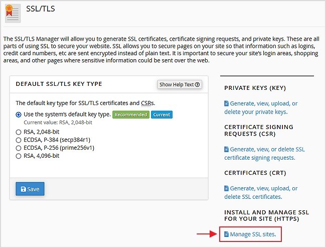 manage ssl tls site