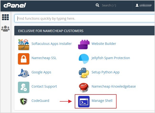 menu manage shell dalam cPanel