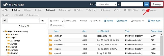 option setting di file manager