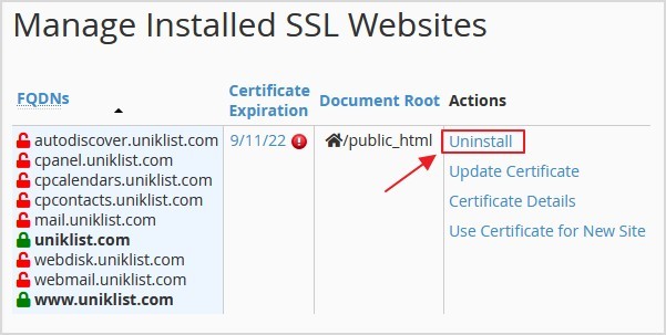 uninstall ssl lama yang telah luput tarikhnya