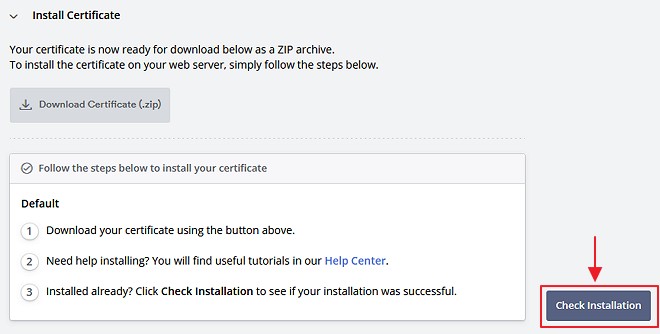 Check installation zerossl