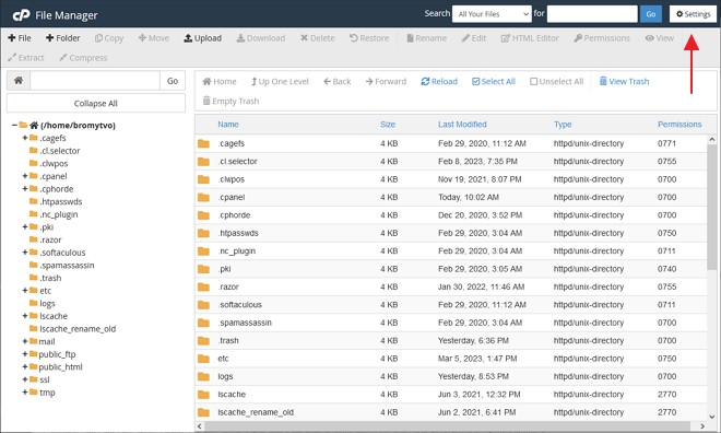 ikon menu setting dalam file manager cpanel