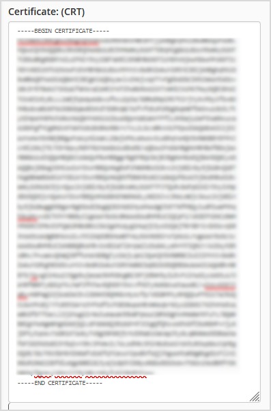 paste certificate pada bahagian yang disediakan dalam cPanel Install new ssl blurred