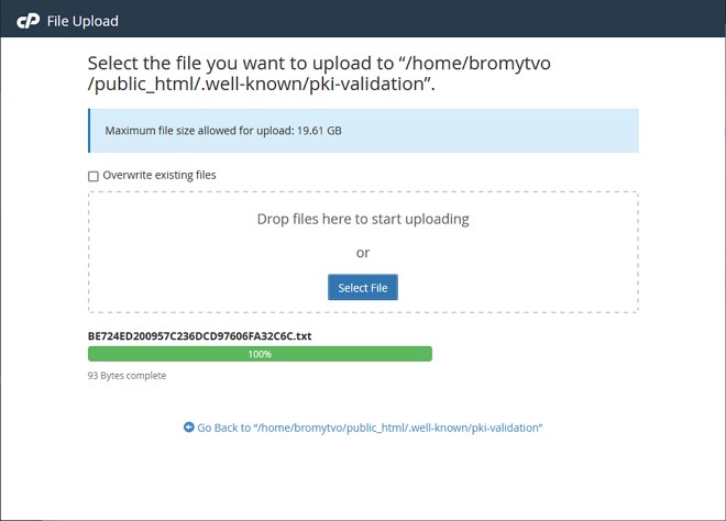 proses upload file selesai menggunakan file manager dalam cPanel