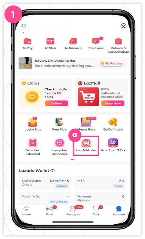Lazada home page account dan lazaffiliate